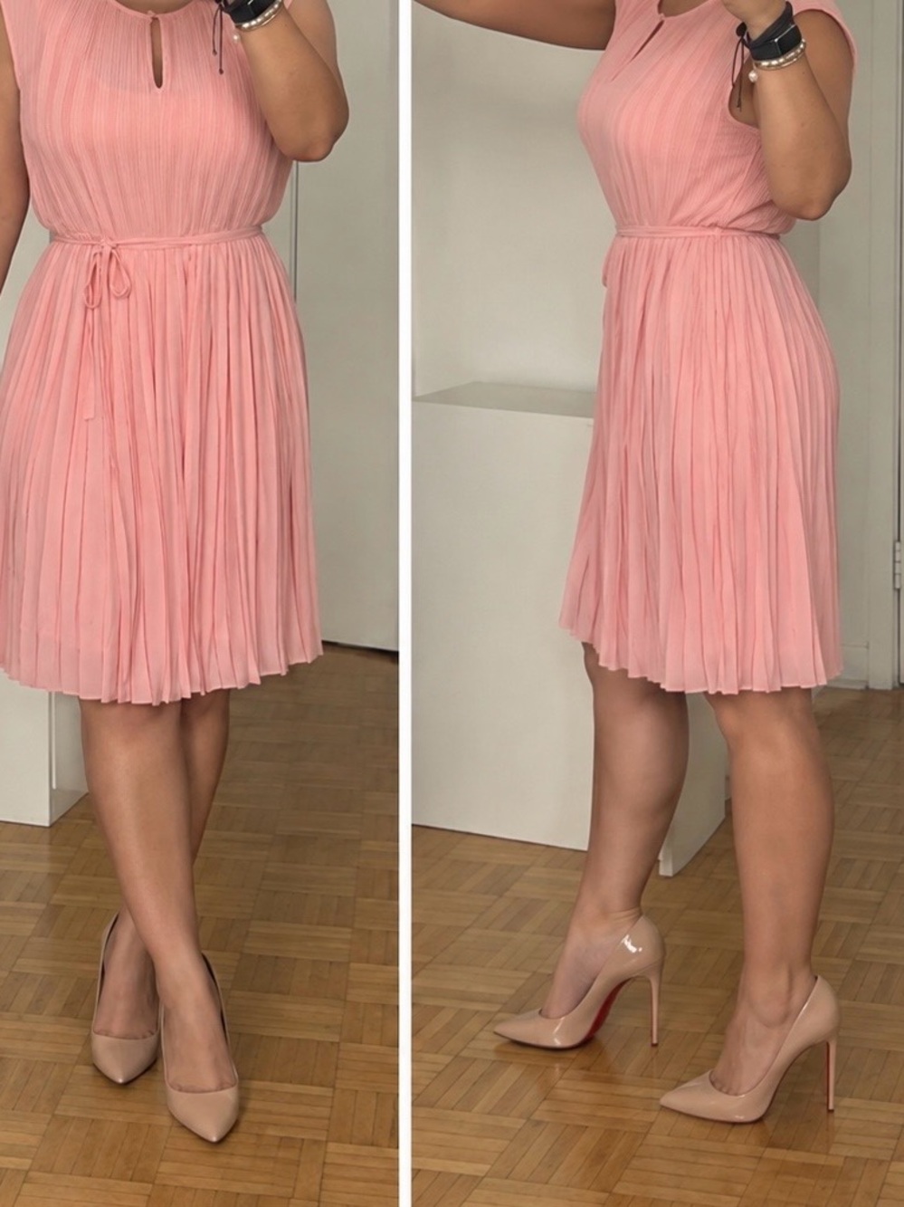 Addition Elle Montreal 1980 NWT Pleated Blush Pink Midi Dress Size 14